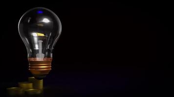 The Light Bulb and coins for Business concept 3d Rendering. photo