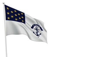Rhode Island Regimental Flag Waving on a White Background vector