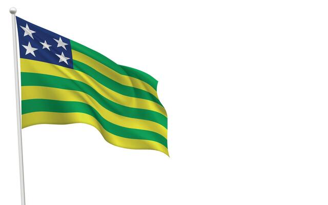 Isolated waving flag of Goias is a state Brazil