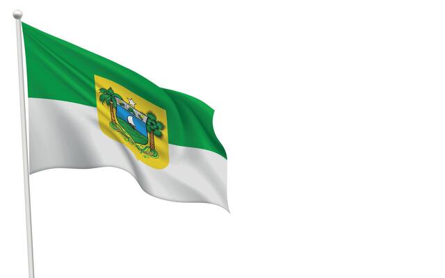 Isolated waving flag of Rio Grande do Norte is a state Brazil