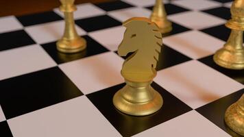 The Gold chess on Board for Business or Board game concept 3d rendering. photo