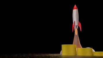 The Rocket and coins for Business or start up concept 3d rendering. photo