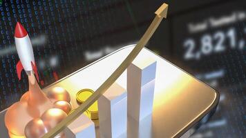 The Rocket and coins for Business or start up concept 3d rendering. photo
