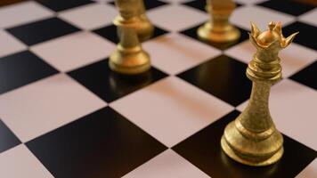 The Gold chess on Board for Business or Board game concept 3d rendering. photo
