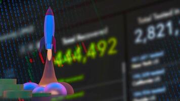 The Rocket and coins for Business or start up concept 3d rendering. photo