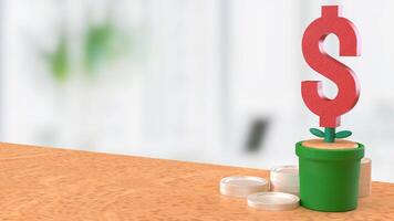 The Red Dollar symbol in Plant for Business concept 3d rendering. photo