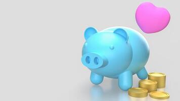The Piggy Bank and Heart for Saving or earn concept 3d Rendering. photo