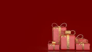 The Red gift box for celebration or holiday concept 3d rendering. photo
