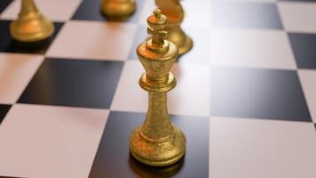 The Gold chess on Board for Business or Board game concept 3d rendering. photo
