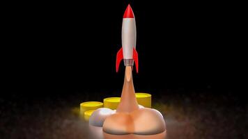 The Rocket and coins for Business or start up concept 3d rendering. photo