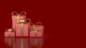 The Red gift box for celebration or holiday concept 3d rendering. photo