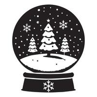 Silhouette of a Festive Christmas Snow Globe Scene vector