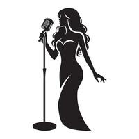 Graceful Silhouette Illustration of a Singer in Gown vector