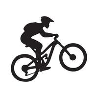 Silhouette of a Mountain Biker Performing a Stunt vector