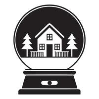 Charming Silhouette Illustration of a Snow Globe House vector