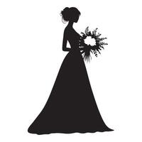Elegant Silhouette of a Bride with a Bouquet vector