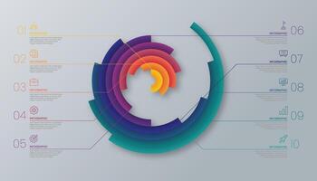 infographic chart template with 10 step or icon vector