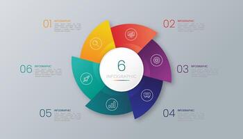 6 step circle chart infographic templates for presentations vector