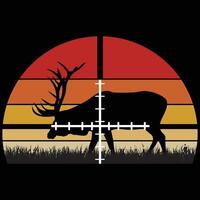Retro Vintage Sunset Style Deer Hunting vector