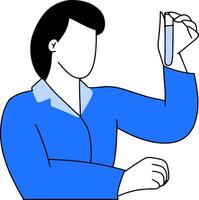 Illustration of a scientist experimenting with glass tubes. vector