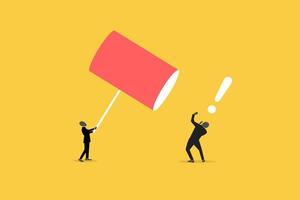 Angry businessman hitting office man with a sledge hammer. concept of business revenge and anger. Punishment for poor performance vector