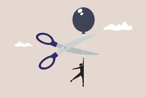 Cutting balloon string with scissors vector