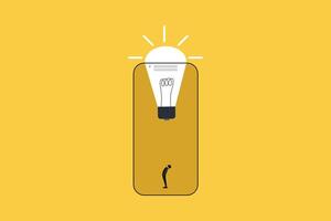 Lightbulb idea with rocket booster flying fast into the sky. concept of creative idea, imagination, innovation or technology to help success, new solution to win business competition vector