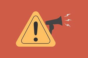 Megaphone with attention exclamation sign. concept of announcement, attention or warning information, alert and beware vector