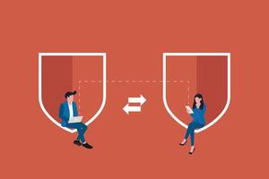 Business people using gadget for use a VPN vector