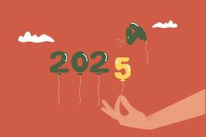 New Year Transition 2024 to 2025 New Year Balloons vector