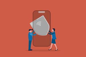 VPN virtual Private network proxy application on smartphone vector