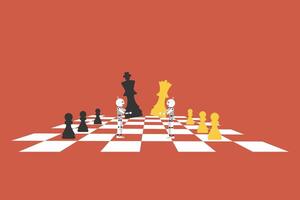 Robot playing chess. concept of AI Machine Learning and Futuristic machine interaction with advanced smart systems vector