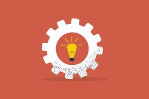 Lightbulb in gear. concept of Business idea, process, new idea, innovation, design, industry, and engineering vector