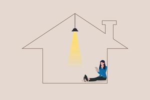 Freelance professional working on computer in a home office. concept of Expansion business, remote job or distance work, virtual office or working anywhere vector