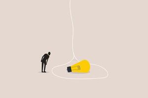 Busineessman looking lightbulb in trap. Trap, imprisonment, jail concept. Limitation of thinking concept. Locked, trapped creative idea vector