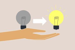 Lightbulb Turned on and Turned Off with Light Switches on. concept of solve business problems, solve business problems, opportunities and goals vector