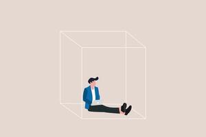 Businessman cover privacy zone or boundary to protect from distraction. concept of Defining Private Workspace Boundaries vector
