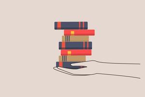 Hand with floating book. concept of Study and education, Human desire for knowledge, Smart thinking and brainstorming vector