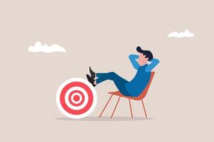 Businessman relax on the target. concept of Stay focused and concentrate on business objective and goal or target vector