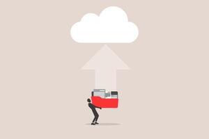 Businessman backup file upload on the cloud. concept of Data transfer via cloud technology , large online database with modern, fast and secure internet vector