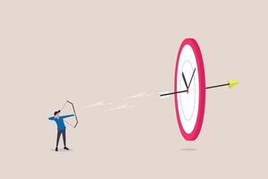 Target with arrow and clocks. Goal setting. Smart goal. Business target concept. Achievement and success vector