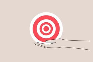 Hand with target. concept of goals, business achievement goal and objective target vector