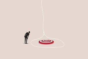 Busineessman looking target in trap. imprisonment, jail concept. Limitation of thinking concept. Locked, trapped creative idea vector
