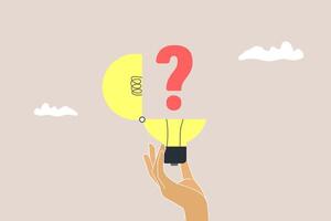 Question mark in lightbulb. concept of solve business problems, solve business problems, opportunities and goals vector