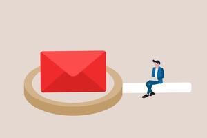 Businessman with magnifying glass scan email. concept of data protection, safety and cyber security vector