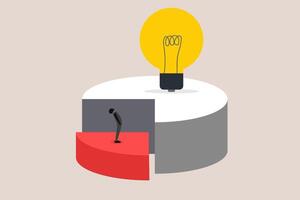 Businessman people standing on pie chart working on 20 percent. concept Minimum effort for big outcome, productivity to generate great result and efficiency vector