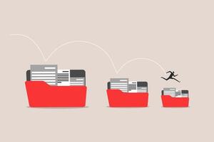 Businessman leaps off a smaller file folder vector