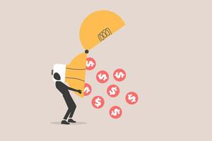 Open lightbulb idea to earn money coins. concept of Idea to make money, earning profit, and success vector