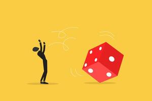 Businessman throwing dice and guesses the number vector