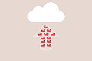 Backup file upload on the cloud. concept of Data transfer via cloud technology , large online database with modern, fast and secure internet vector